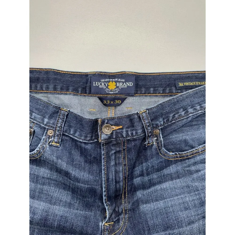 Lucky Brand 361 Vintage Straight Jeans Men's 33x30 Medium Dark Wash Baggy Y2K